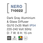 Svítidlo Nova Luce NERO R WALL GREY 2 nástěnné, IP 54, GU10, 710022