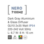 Svítidlo Nova Luce NERO S WALL GREY 2 nástěnné, IP 54, GU10, 710042