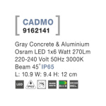 Svítidlo Nova Luce CADMO R WALL GREY nástěnné, IP 65, 6 W, 9162141