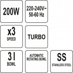 Kombinovaný mixér s nerezovou nádobou 200W, TO-67790