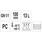 Gastro nádoba PC  GN 1/1 100mm, YG-00391