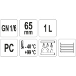 Gastro nádoba PC  GN 1/6 65mm, YG-00425
