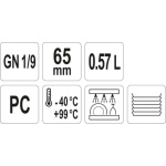 Gastro nádoba PC  GN 1/9 65mm, YG-00430