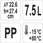 Kulatý kontejner na potraviny PP 7,5l, YG-00514