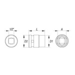 Nástavec 1/2" rázový šestihranný 15 mm CrMo, YT-1005