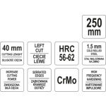 Nůžky na plech 250 mm levé CrMo, YT-1960