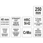 Nůžky na plech 250 mm rovné CrMo, YT-1962