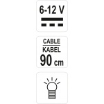 Zkoušečka napětí 6-12V kabel 90cm, YT-2866