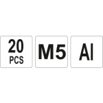 Nýtovací matice hliníková M5, 20ks, YT-36453
