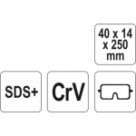 Sekáč SDS+ plochý 40 x 14 x 250 mm CrV, YT-4723