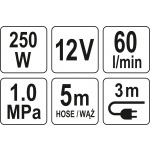 Kompresor 12V s LED svítilnou 250W, YT-73462