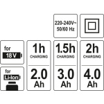 Nabíječka na AKU baterie 18 V pro YT-82842, YT-82843, YT-82844, YT-82804, YT-82848