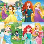 EDUCA Puzzle v kufříku Disney princezny 4v1 (12,16,20,25 dílků) 117044