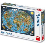 DINO Puzzle Kreslená mapa světa 1000 dílků 135155