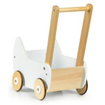 ECOTOYS Dřevěný vozík pro panenky bílý 137586