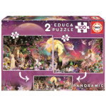 EDUCA Puzzle Panorama Pohádkové víly 2x100 dílků 147107