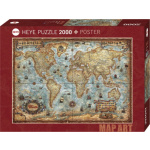 HEYE Puzzle Map Art: Svět 2000 dílků 155646