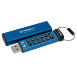 Kingston IronKey Keypad 200/64GB/USB 3.2/USB-A/Modrá, IKKP200/64GB