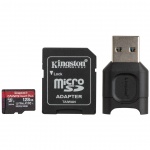 128GB microSDXC Kingston Canvas React Plus UHS-II V90 + adapter + čtečka, MLPMR2/128GB