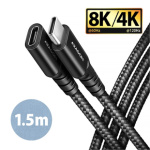 AXAGON BUCM32-CF15AB prodlužovací kabel USB-C (M) <-> USB-C (F), 1.5m, USB 20Gbps, PD 240W ALU oplet, BUCM32-CF15AB