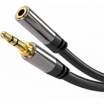 PremiumCord HQ stíněný prodlužovací kabel Jack 3.5mm - Jack 3.5mm M/F 3m, kjqmf3