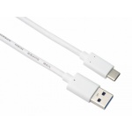 PremiumCord kabel USB-C - USB 3.0 A (USB 3.2 generation 2, 3A, 10Gbit/s)  0,5m bílá, ku31ck05w