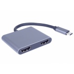 PremiumCord MST adaptér USB-C na 2x HDMI, USB3.0, PD, rozlišení 4K a FULL HD 1080p, ku31hdmi13