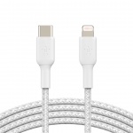 BELKIN kabel oplétaný USB-C - Lightning, 2m, bílý, CAA004bt2MWH