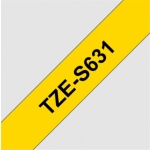 BROTHER TZE-S631, žlutá/černá, 12mm, TZES631