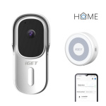 iGET HOME Doorbell DS1 White + CHS1 White - WiFi bateriový videozvonek, set s reproduktorem, CZ app, DS1 White + CHS1