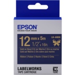 EPSON POKLADNÍ SYSTÉMY Epson zásobník se štítky – saténový pásek, LK-4HKK, zlatá / námořnická modrá, 12 mm (5 m), C53S654002