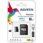 ADATA Premier microSDHC 8GB Class 10 + adaptér AUSDH8GUICL10-RA1