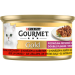 Purina Gourmet Gold pro kočky s hovězím a kuřetem, 85 g