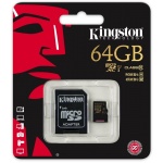 Kingston microSDXC 64GB UHS-I + adaptér SDCA10/64GB