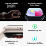 Apple Watch Series 9 45mm Cellular Stříbrný nerez s ledově modrým sportovním řemínkem - S/M MRMN3QC/A