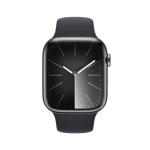 Apple Watch Series 9 45mm Cellular Grafitově šedý nerez s temně inkoustovým sportovním řemínkem - S/M MRMV3QC/A