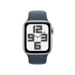 Apple Watch SE 40mm Stříbrný hliník s bouřkově modrým sportovním řemínkem - S/M MRE13QC/A