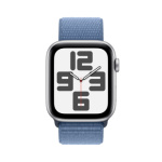 Apple Watch SE 40mm Stříbrný hliník s ledově modrým provlékacím sportovním řemínkem MRE33QC/A