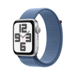Apple Watch SE Cellular 44mm Stříbrný hliník s ledově modrým provlékacím sportovním řemínkem MRHM3QC/A