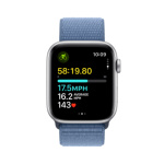 Apple Watch SE Cellular 44mm Stříbrný hliník s ledově modrým provlékacím sportovním řemínkem MRHM3QC/A