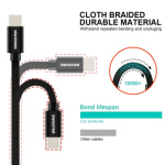 SWISSTEN Textile USB-C, datový kabel, červený, 2 m 71521306